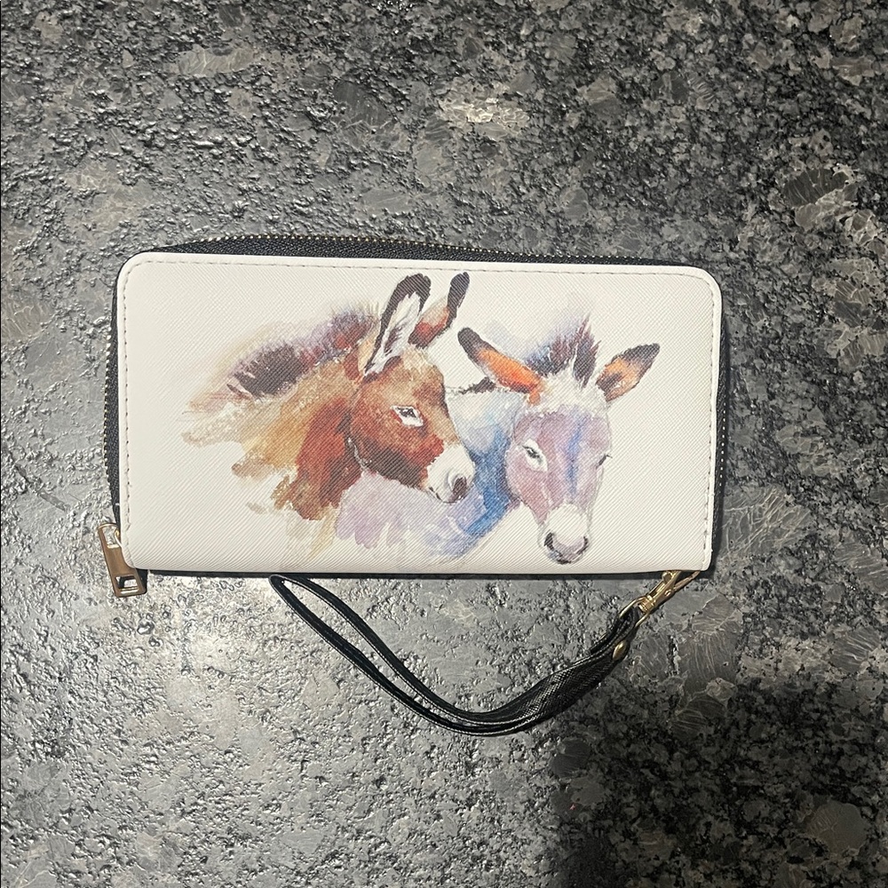 Donkey Print White Wallet